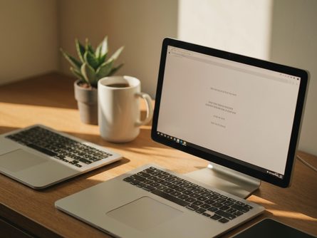 손으로 잡은 자격증과 신분증, 도장과 서류가 놓인 나무 테이블 클로즈업