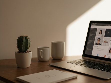 밝은 스탠드 불빛 아래 놓인 부동산 관련 서적과 빨간색 형광펜, 커피잔, 노트북 키보드 일부 클로즈업